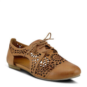 Spring Step Theone Derby Women's US 7.5-8 Camel Leather Cutout Shoes ZOGG1870